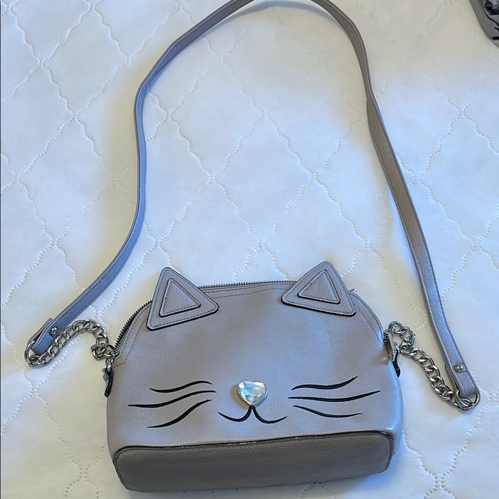 Cat Face Crossbody Bag - Gray